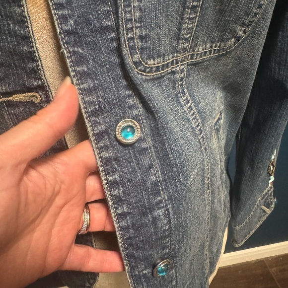 Ethyl Denim Jacket with Embroidered Accents - Picture 6 of 10